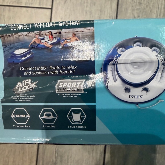 Intex Mega Chill Inflatable Floating 35in Beverage Cooler Connect n Float System - Picture 3 of 4